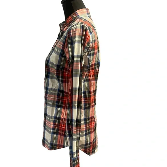 J.Crew Size 4. Plaid button down shirt. red/green/white. EXCELLENT CONDITION - Picture 3 of 13